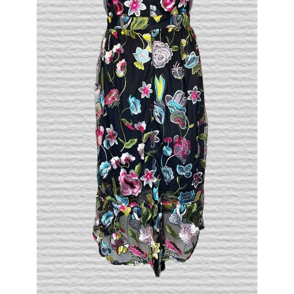 Cynthia Rowley Embroidered Floral Halter Dress Black Pink Size M Elegant - Picture 12 of 14
